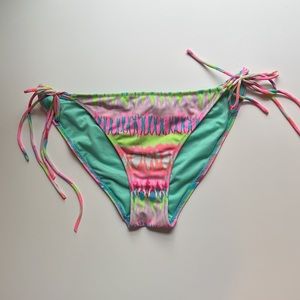 VICTORIA'S SECRET Bikini Tie Dye Ruched Bottom Women's Medium Side Tie